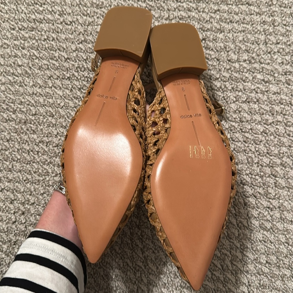 Dolce Vita Tan Woven Pointed Slingback Flats - Picture 4 of 4